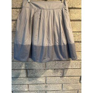 Eleveneses Womens Gray Pleated Midi Skirt Size 10 100% Cotton Subtle Stripe Patt